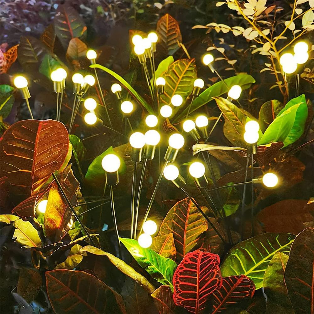 Luces Solares De Jardín, 6 PCS Luces Led Solares De Luciérnaga,Cadena Solar Exterior Iluminación