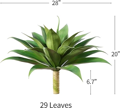 Miniatura 4 de Plantas artificiales de agave falso, planta suculenta de 28 pulgadas, tallos de suculentas artificiales de gran tamaño para interiores y exteriores,