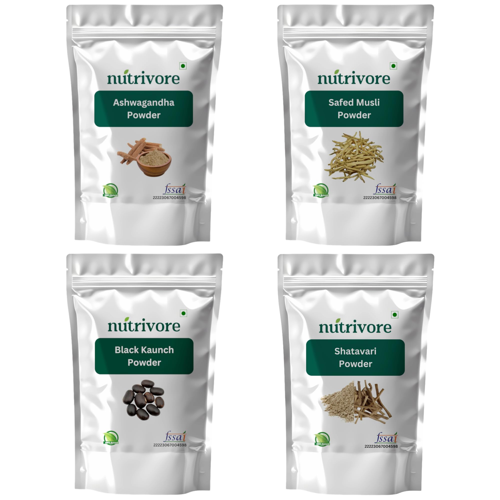 Nutrivore Ashwagandha, Safed Musli, Black Kaunch(Mucuna), Shatavari Powder Combo (Pack of 100 Grams each) (B0CWFFYL5T) Amazon Price History, Amazon Price Tracker