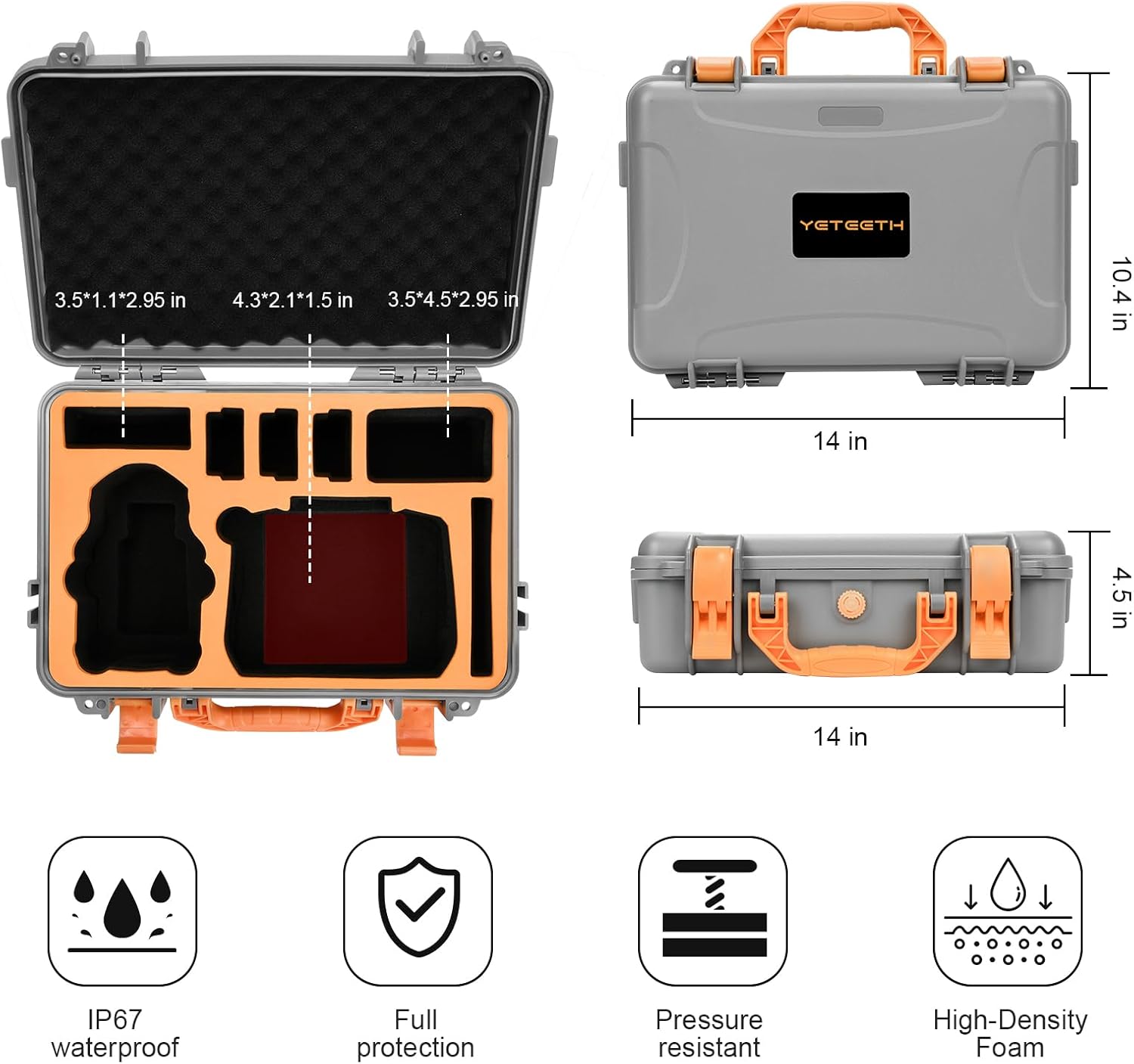 Hard Case for DJI Mini 4 Pro: IP67 Waterproof Carrying Cases for Mini 4/3 Pro/3 Drone Fly More Combo RC 2/RC Smart Controller | Storage Box for Propellers Accessories (Case Only) (Gray) - Image 2