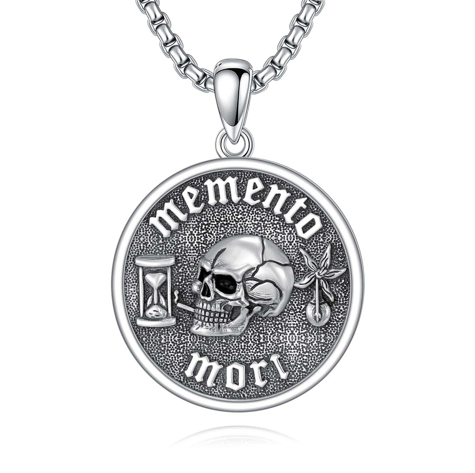 LattdLattd Memento Mori Skull Necklace for Men Women in 925 Sterling Silver