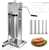 ROVSUN 11LBS5L Manual Sausage Stuffer, Two Speed Stainless Steel Vertical Sausage Maker, Meat Filling Machine with 5 Stuffing Tubes for Commercial and Home