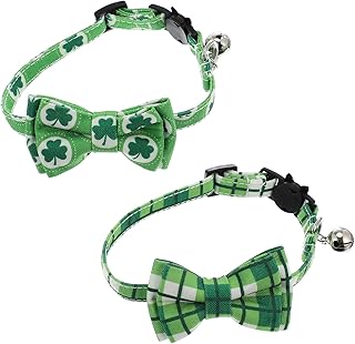 balacoo 2pcs cat Collar Patricks Day Dog Collar Dog Decorative Necklace Adjustable Dog Collar st Patricks Day cat Bowtie pet Party Collar pet Breakaway Collar Dog Bow Tie Clothing Kitten