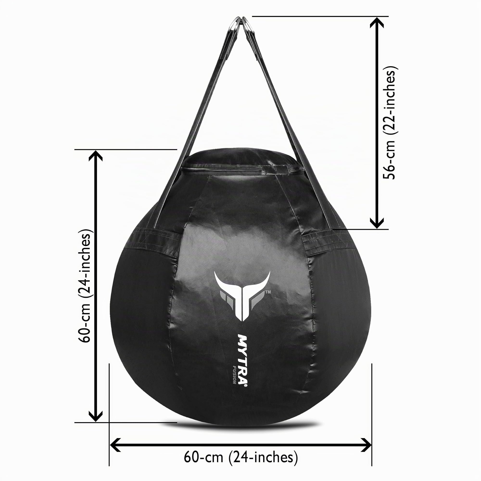 Mytra Saco de Boxeo Redondo 2 Pies para MMA, Artes Marciales, Kickboxing y Muay Thai (Negro)