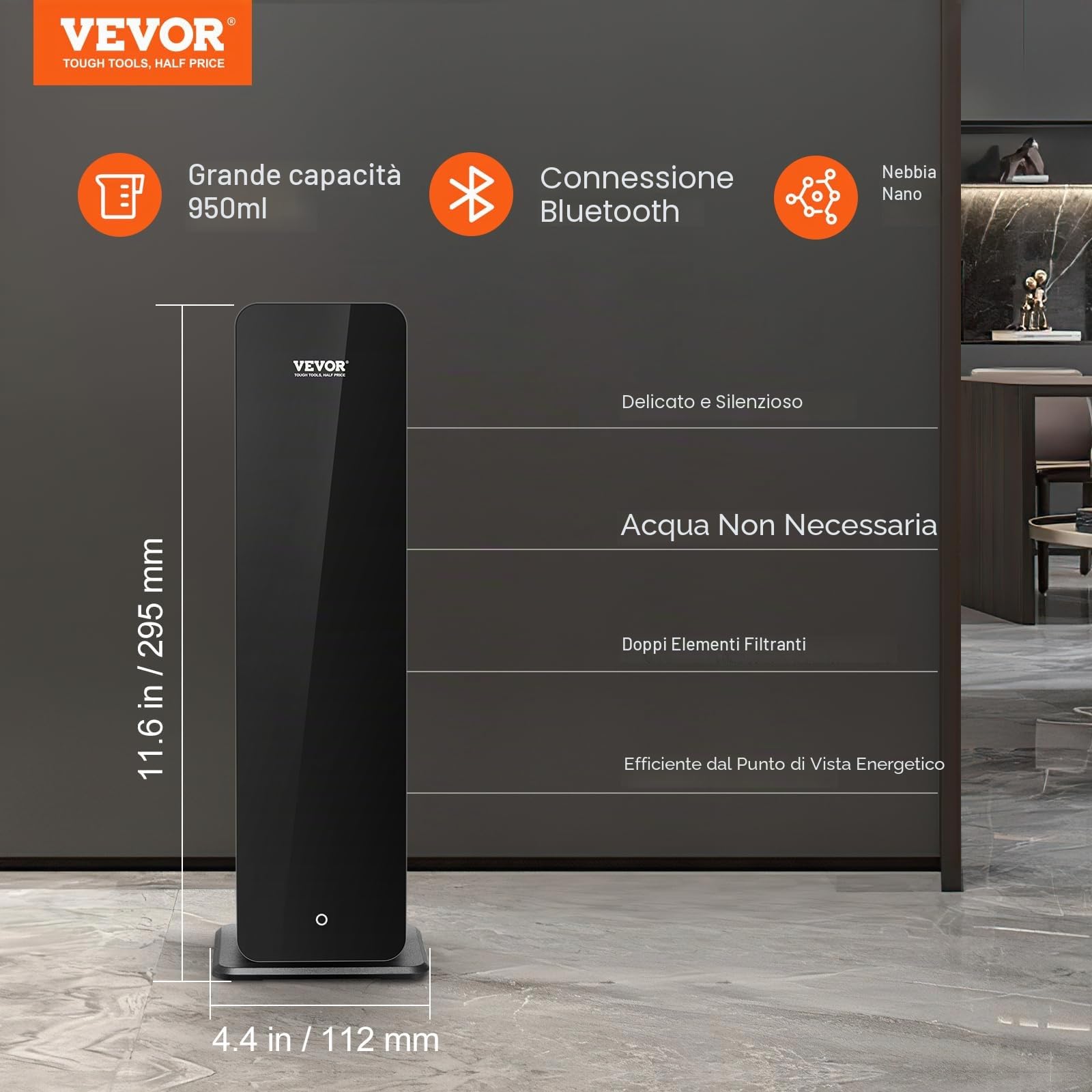 VEVOR Macchina per profumo, Bluetooth da 950 ml, diffusore d'aria per profumo di oli essenziali senz'acqua da 3000 piedi quadrati, macchina per aromaterapia stanze, ufficio, hotel