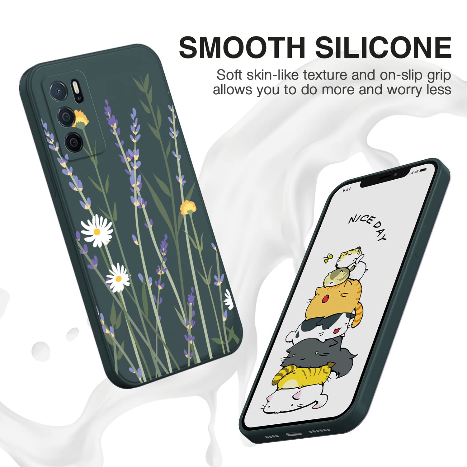 YUXING Cover per Oppo A74 4G, Custodia Protettiva Silicone Colore Sfumato, Morbido Antiurto Bumper Case con Protezione Fotocamera (Verde