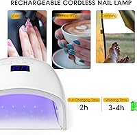 Vista 5 de Lámpara de uñas profesional recargable UV/LED de 48 W, secador de uñas de gel inalámbrico con sensor automático y pantalla digital, 4 ajustes