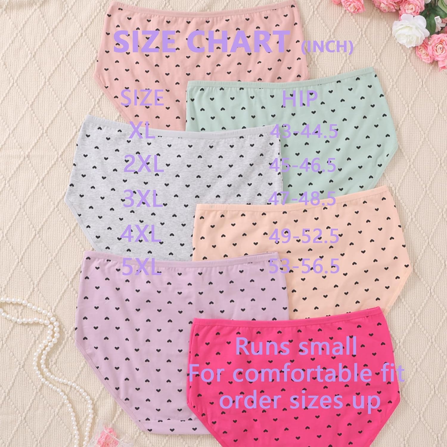 Over Size Womens Cotton Underwear Plus Size 6 Pack High Waist Briefs Tummy Control Ladies Comfort Underpants Set - Image 2