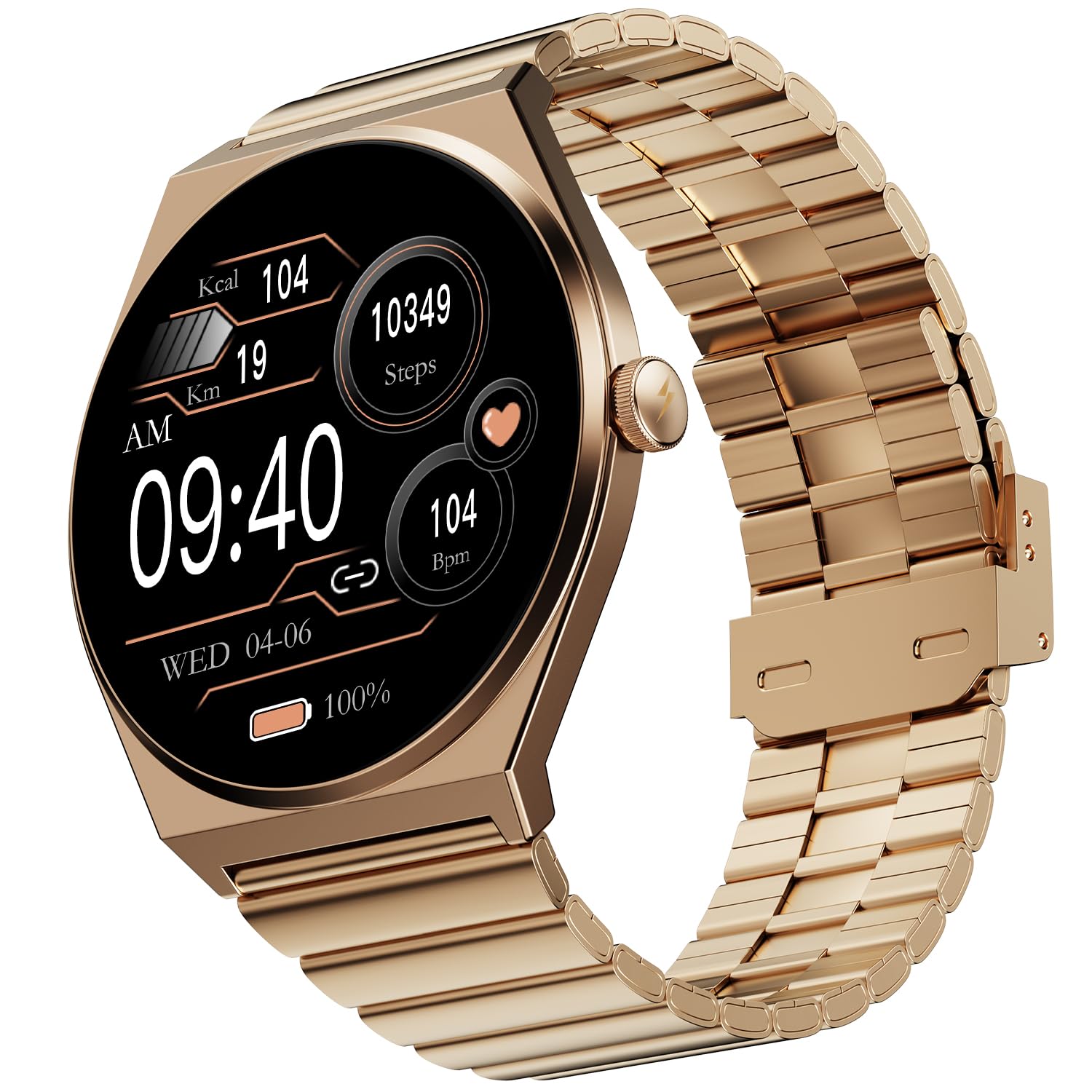 Fire-Boltt Legacy Nova Smartwatch 1.43” Slim Super AMOLED Display, 466x466 Pixel Always-On Display, Bluetooth Calling, Wireless Charging, Rotating Crown, Health Tracker for Men & Women Imperial Gold-image-21