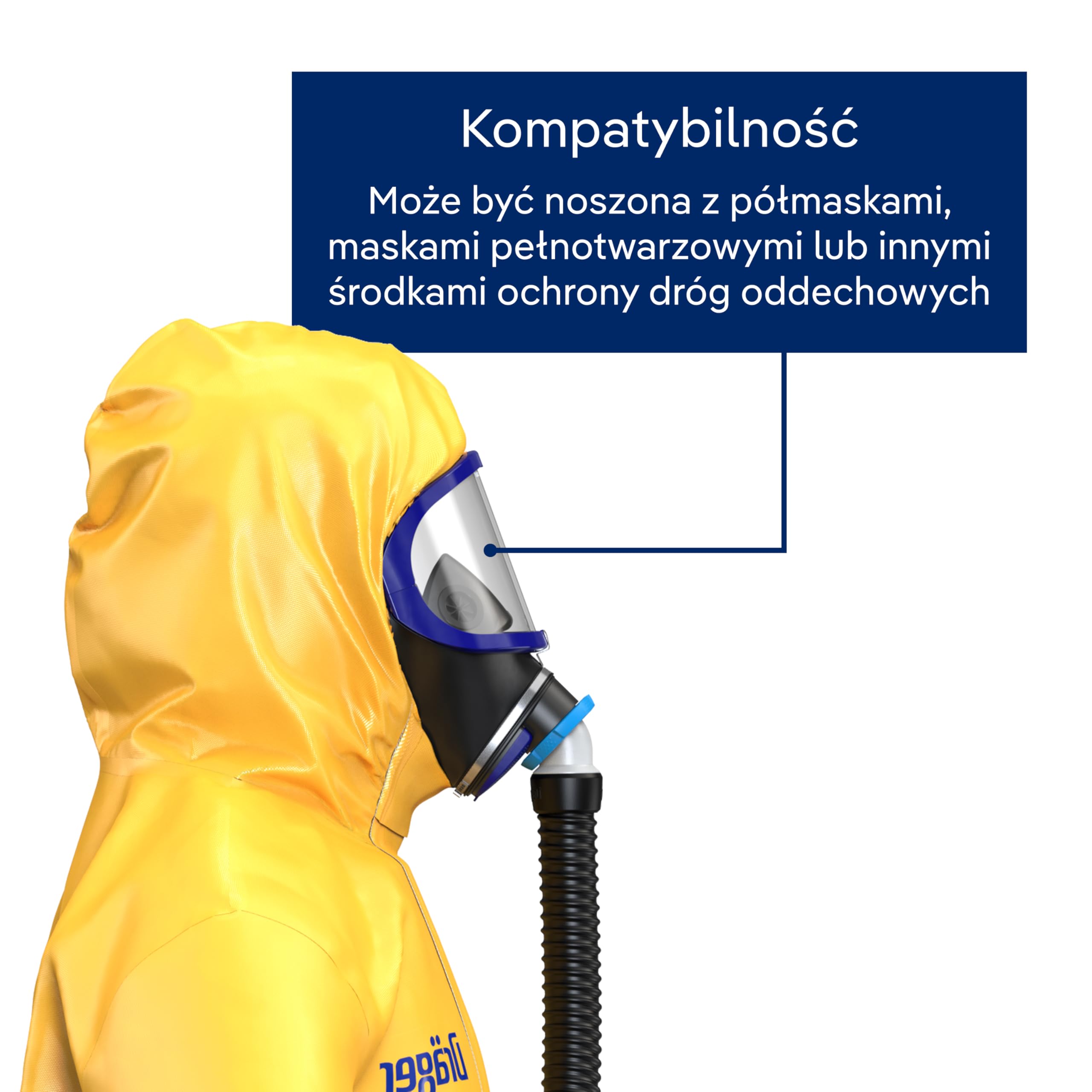 Dräger SPC CPM 4400 kombinezon przeciwwybuchowy, kombinezon z kapturem i wysoka ochrona chemiczna, kombinezon OOE dla przemysłu, stref biohazard i malarzy, UE: 2016/425 - Typ 3-6, Żółty, Rozmiar L