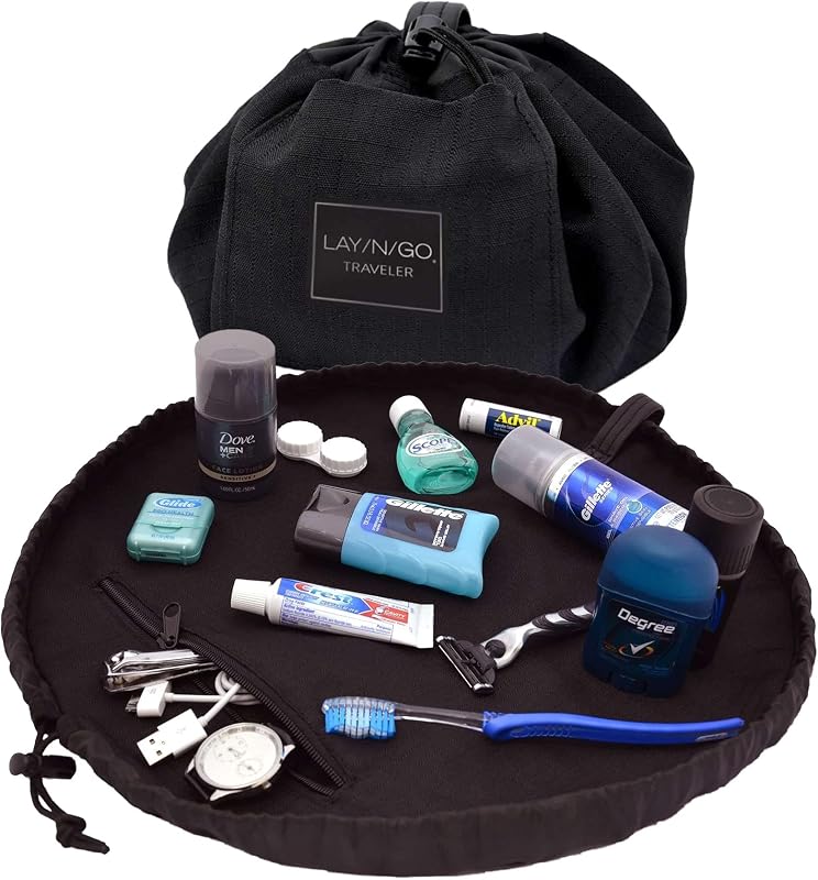 Necessaire Lay-n-Go com cordão, preta, 20 polegadas