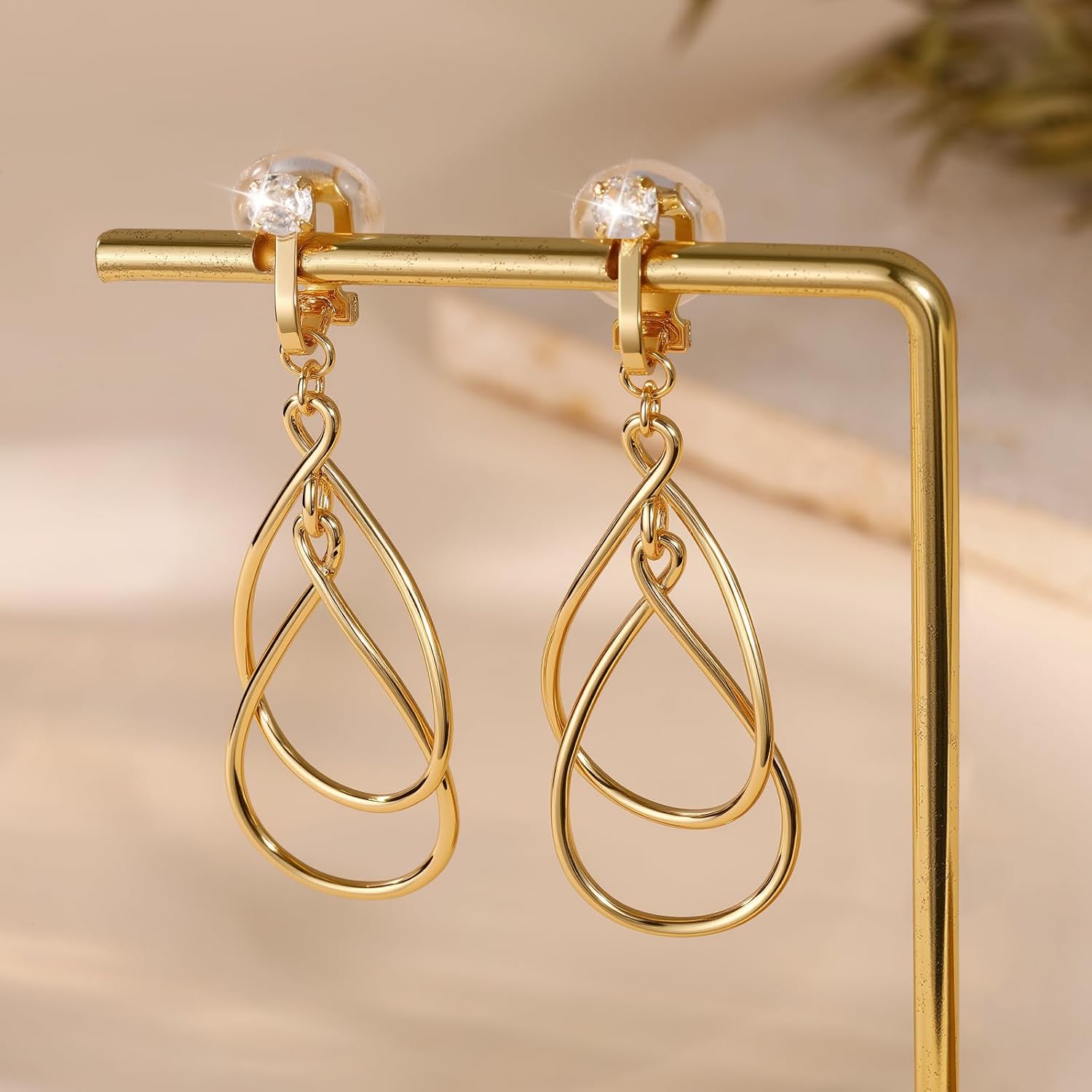 Clip on Earrings for Women Statement Drop Dangle Earrings for Women Jewelry Hypoallergenic Trendy 14K Gold/Silver Plated Earring Non Pierced Earring Jewelry Gifts Wedding Party Fashion Trendy Jewelry Gifts - Image 5