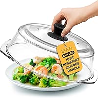 Bezrat 10-Inch Tall Glass Microwave Splatter Guard Cover with Silicone Handle - BPA Free, Dishwasher Safe, Black