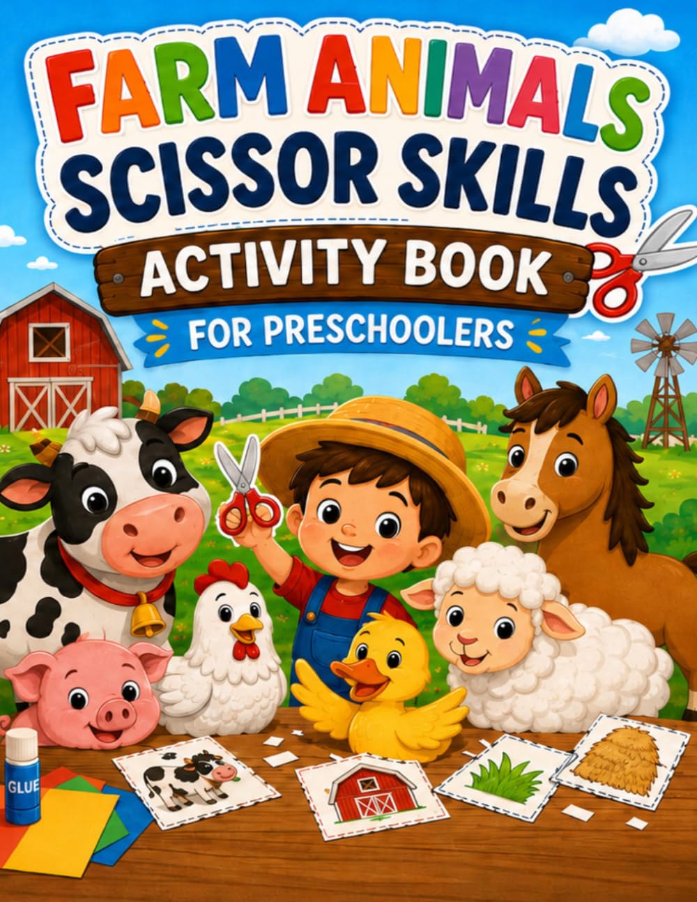 Farm Animals Scissor Skills Activity Book: Fun Cutting Practice Workbook for Preschoolers Ages 3-5