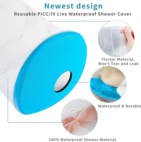 Miniatura 2 de SUPERNIGHT Cubierta impermeable para rodilla para ducha, cubiertas de línea PICC para adultos de rodilla, protector de molde reutilizable