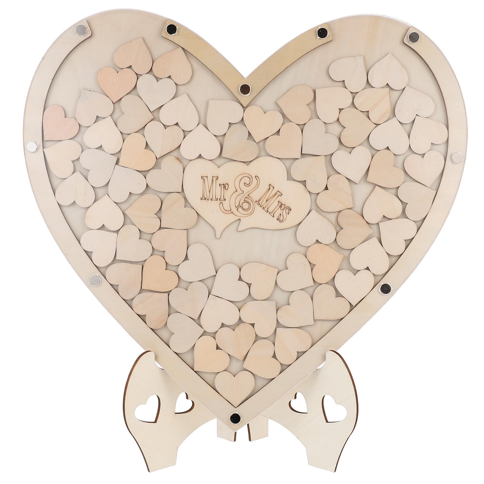 iplusmile Libro de Invitados de Boda en Madera Forma de Corazón, Accesorios DIY para Decoración y Recuerdos en Bodas Rústicas