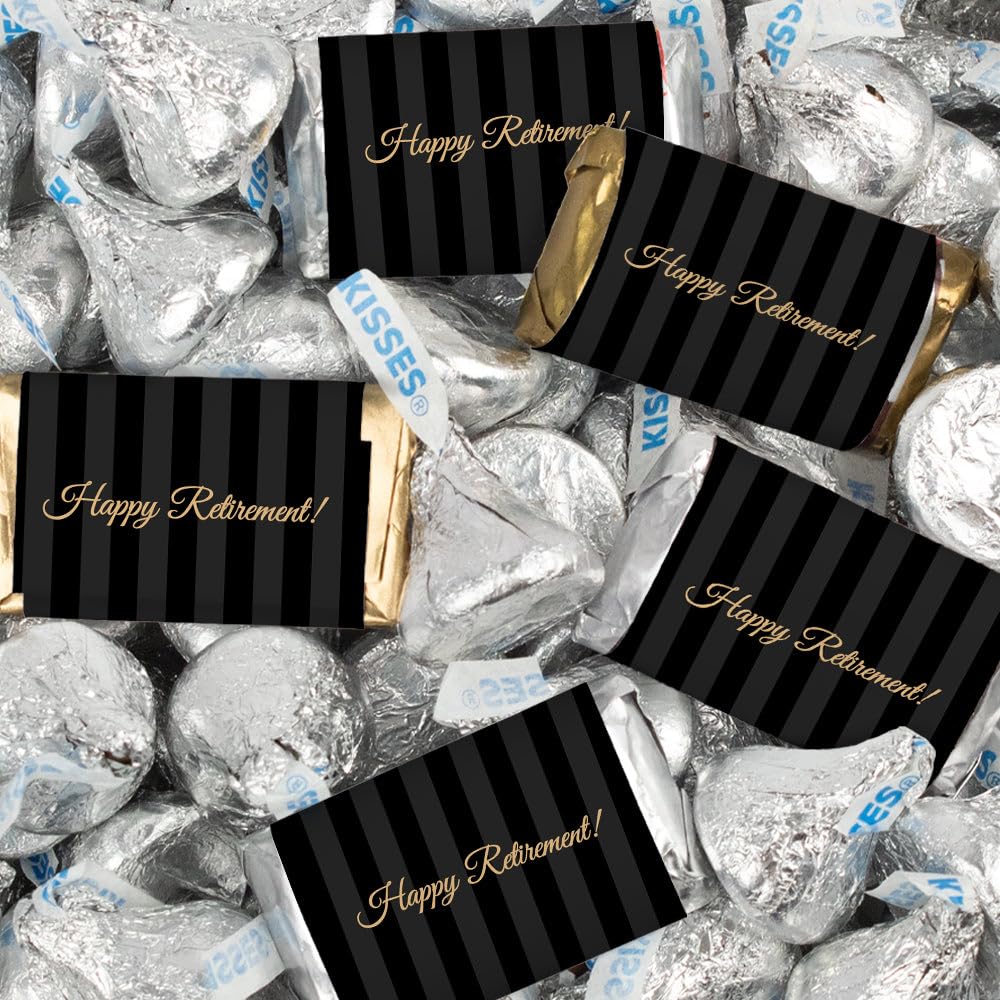 124 Pcs Retirement Party Candy Favors Miniatures Chocolate & Kisses (1.52 lbs) - Stripes
