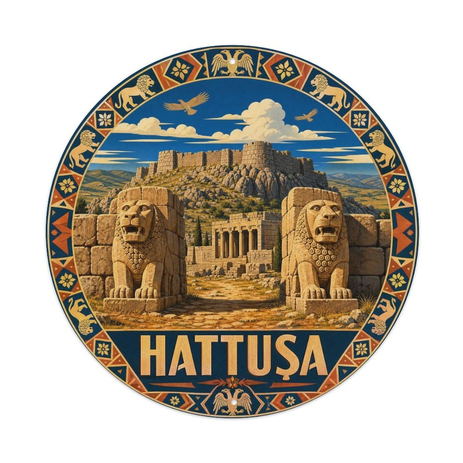 Ankara Hattusa Lion Gate Turkey Classic Graphic Metal Tin Sign