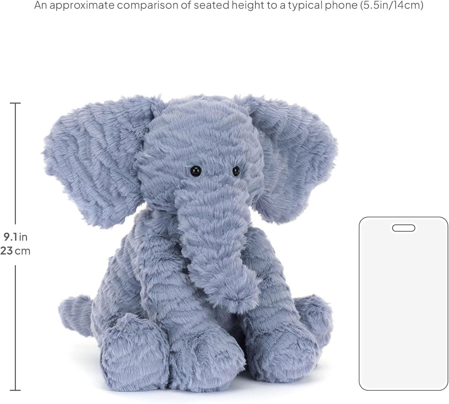 Jellycat Fuddlewuddle Elephant Stuffed Animal, Medium 9 inches - Elephant Plush Toy - Classic Children's Gift