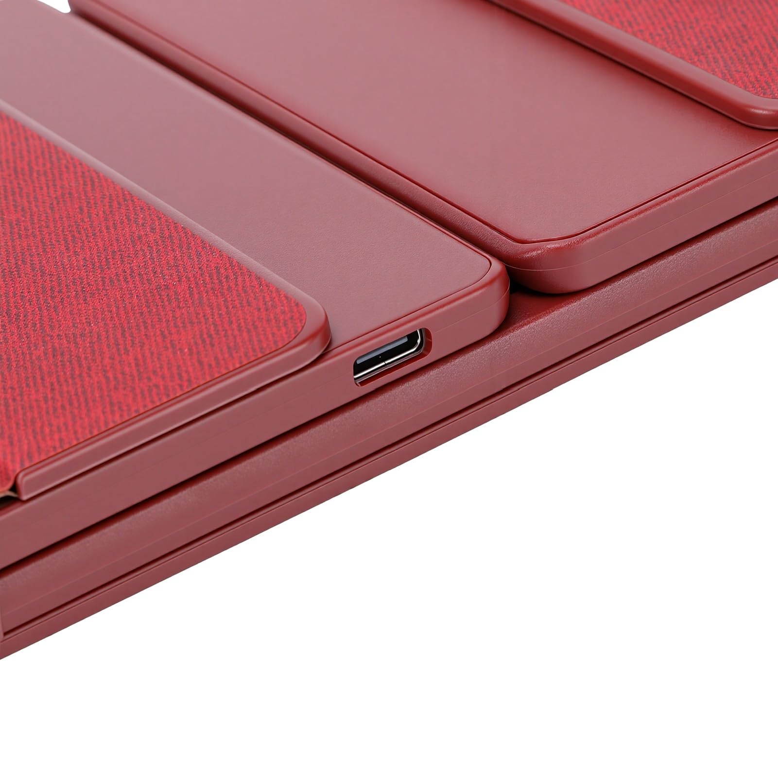 Dpofirs Tastiera Bluetooth Pieghevole con Touchpad, Tastiera da Viaggio Wireless Portatile Ricaricabile per Tablet, Telefono Portatile (WINE RED)