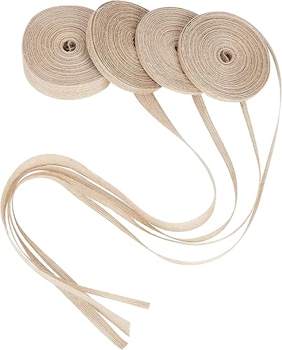 GORGECRAFT 43.7 yardas, 4 rollos de 3 tamaños, cinta de tela de arpillera de yute natural, lino tostado, borde con alambre, rollo de tela de cáñamo,