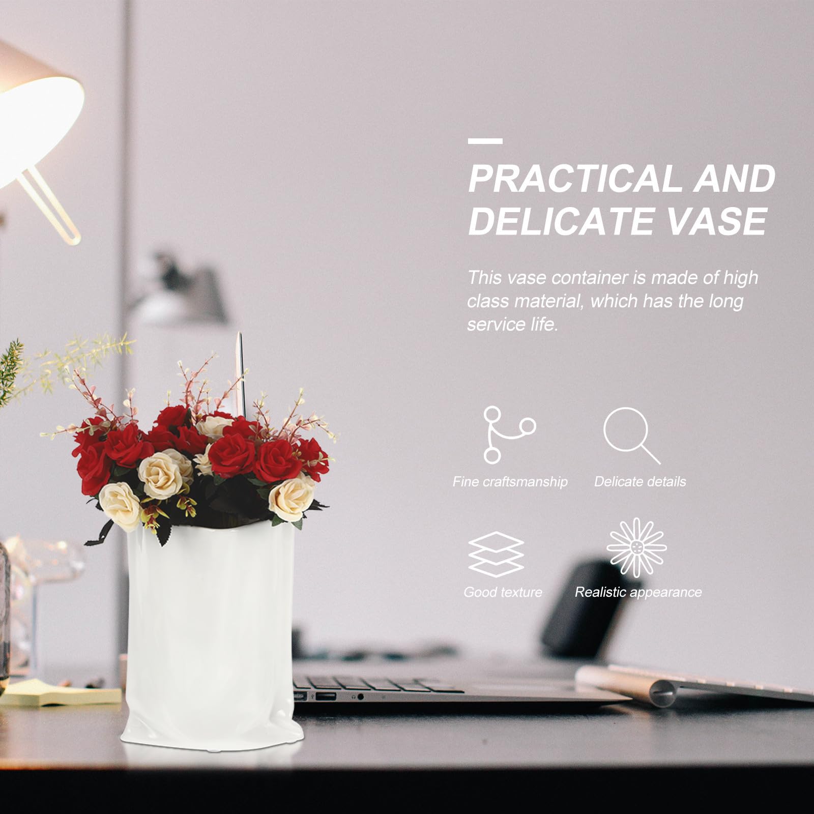 Vase Décoratif en Céramique Blanc de Paquet pour Fleurs