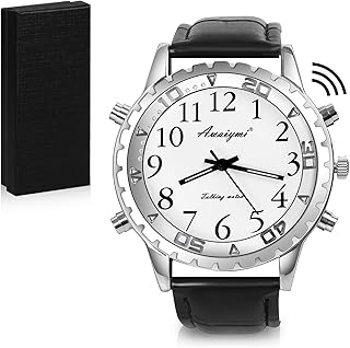 Awaiymi Talking Watch English Talking Watches for The Blind with American Accent Voice,Big Numbers Watch for Visually impaired, Elderly or Blind People (Black)