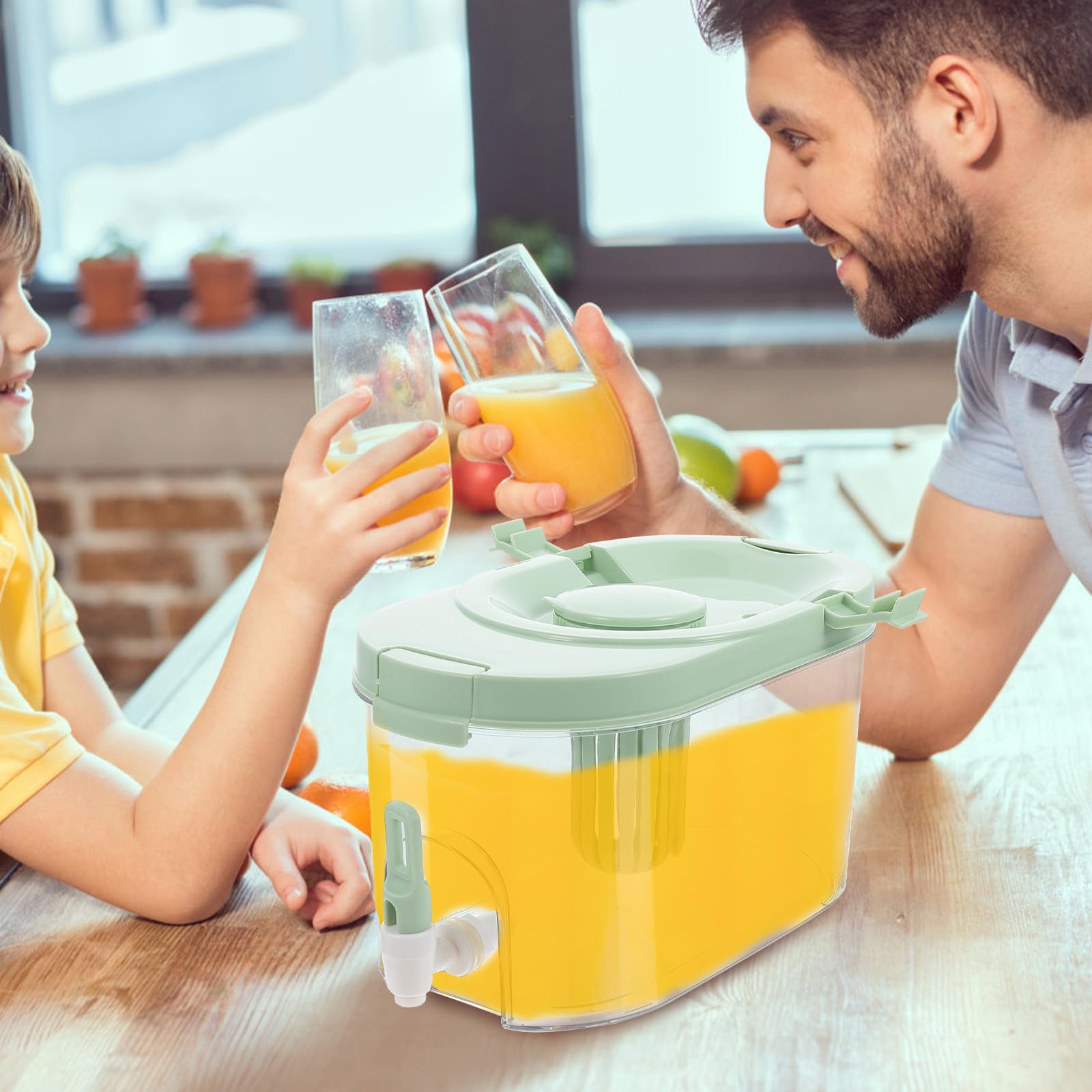 Distributeur de Boissons 4l Robinet Anti-obstruction en Polypropylène pour Réfrigérateur, Grosse Capacité, pour Fêtes et Thé Glacé