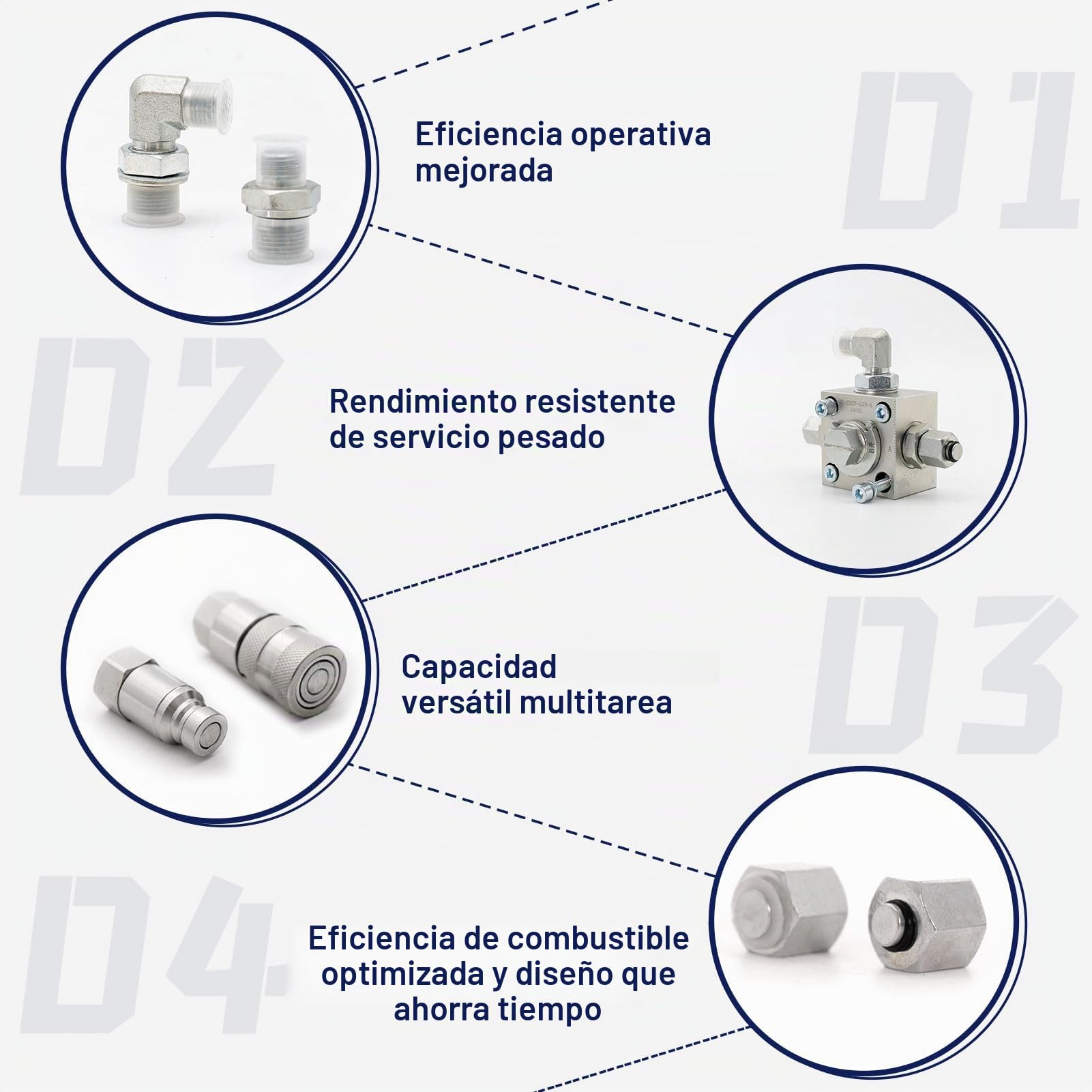 Kit Válvula Hidráulica 3 Vías para Miniexcavadora 1-2T | Conexión hidráulica completa,instalación rápida,flujo estable,múltiples accesorios compatibles