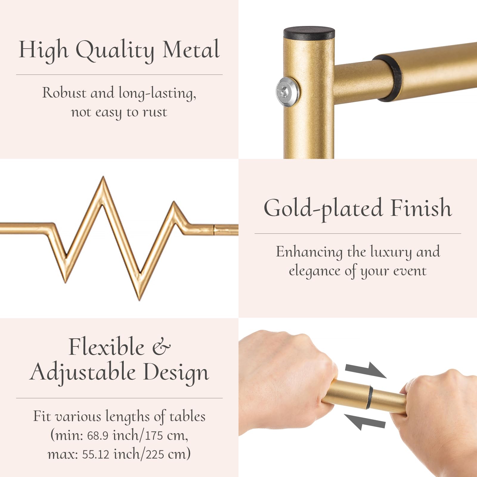 Arco Decorativo Da Tavolo Regolabile In Metallo - Per Matrimoni, Feste E Decorazioni Con Fiori O Luci - Oro - Foto 6