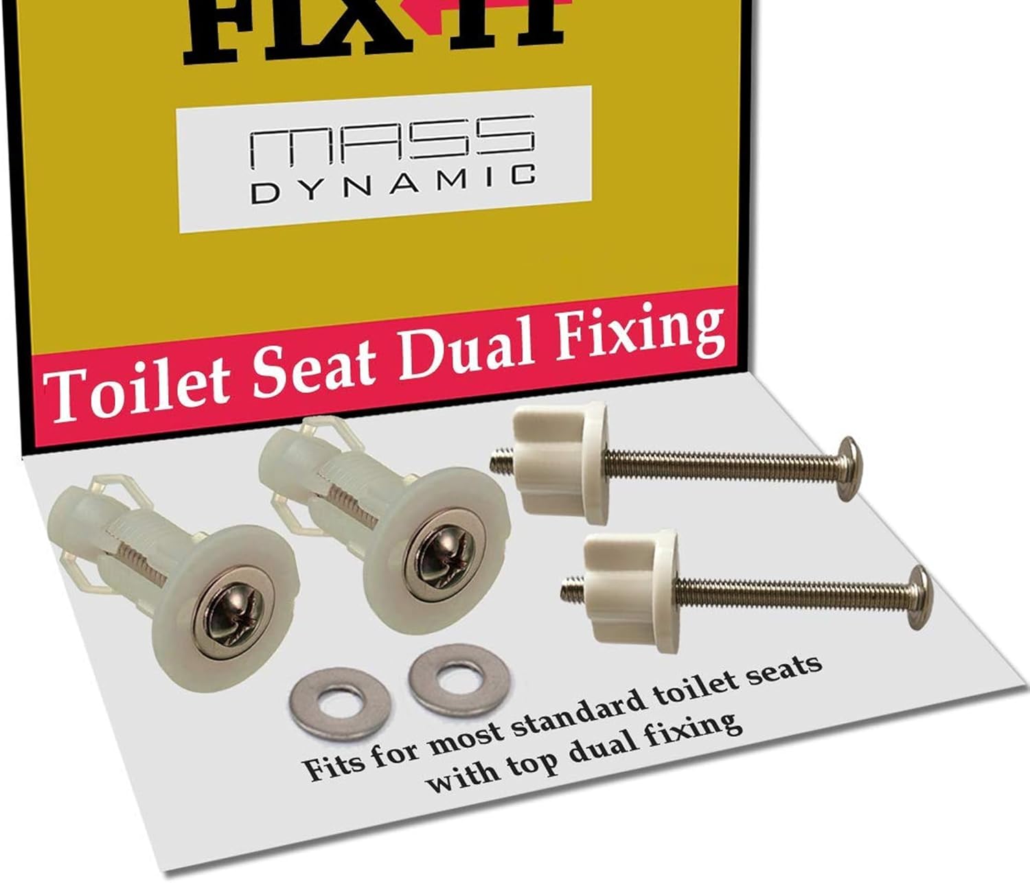 FIXIT Pack of Dual Fixing, Includes Top Fix/Bottom Fix Tightly Secures Your Toilet Seat