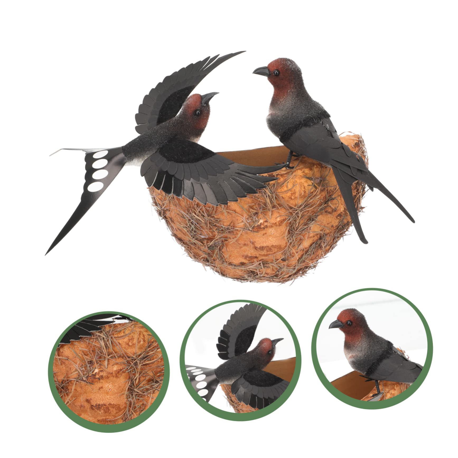 Sosoport 2sätze Künstliches Vogel-Nest Ornament Dekorative Simulation Mit Schwalbenfiguren Für Garten Haus Und Wanddekoration Vielseitige Frühlingsdeko Für Jeden Anlass