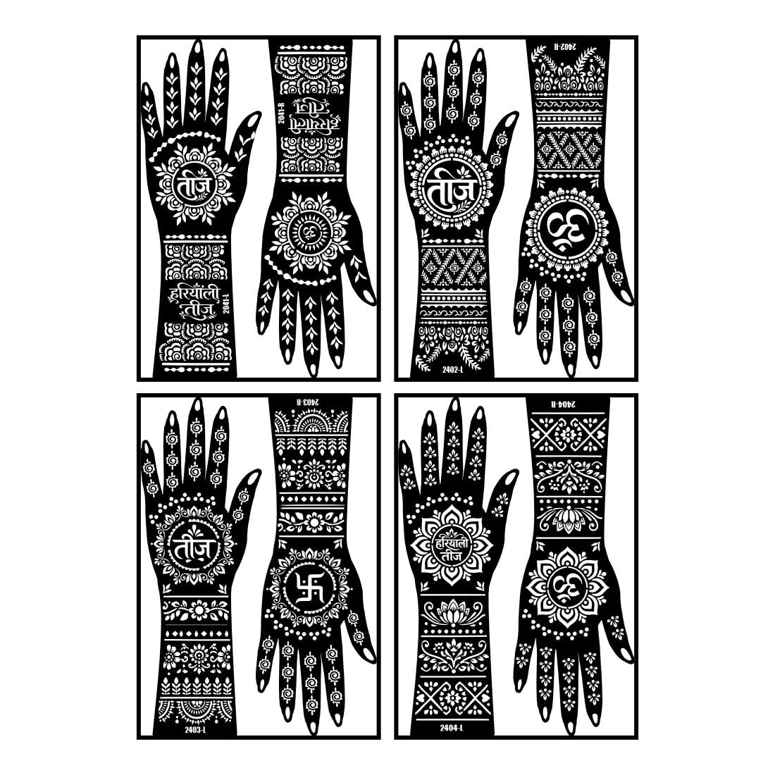 VOORKOMS Traditional Mandala & Hariyali Teej Mehndi Stencil Sticker For Festival Celebration-image-31