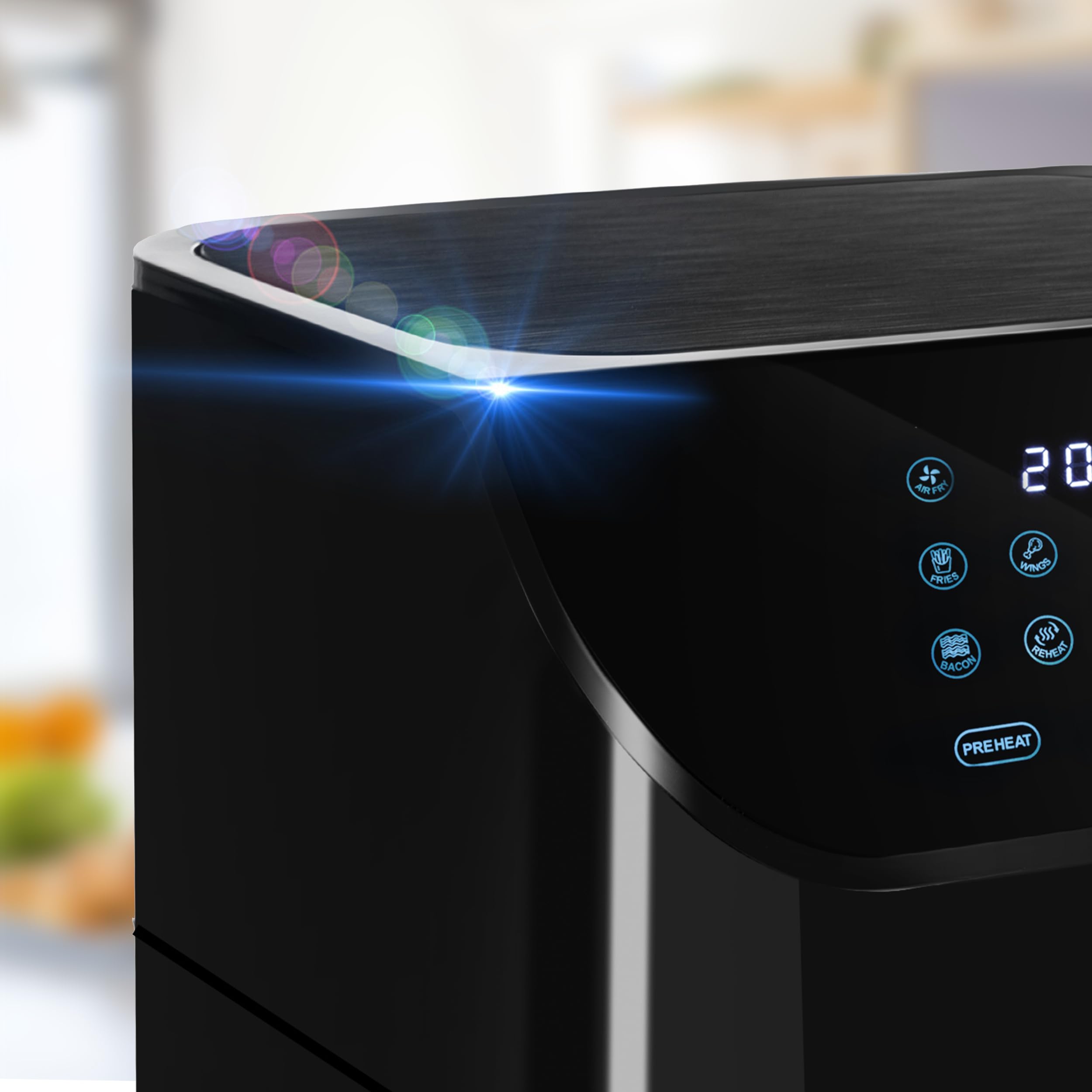 LEHMANN Friggitrice ad Aria 8 Litri, Air Fryer XXL con Inserto Divisorio per Doppio Scomparto, Finestra di Visualizzazione, 12 Programmi & Regolazione Manuale 76–200°C, Lavabile in Lavastoviglie