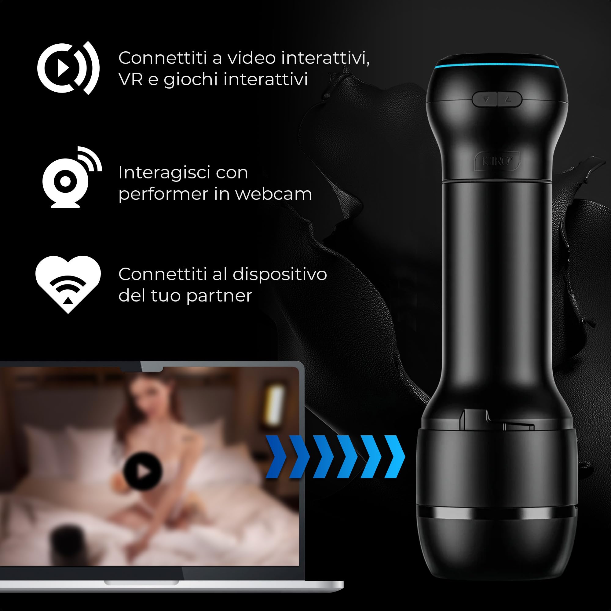 KIIROO PowerBlow Masturbatore Automatico Uomo con Mouth Stroker – Blowjob Machine Interattiva – Contenuti FeelMe AI – Intensità Regolabile – Facile da Usare