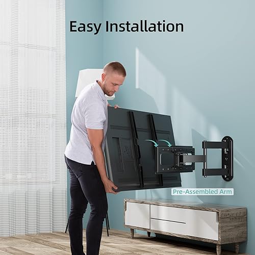 Miniatura 7 de Soporte de pared para TV de movimiento completo resistente a la intemperie para televisores planoscurvos de 26 a 65 pulgadas de hasta 88 libras,