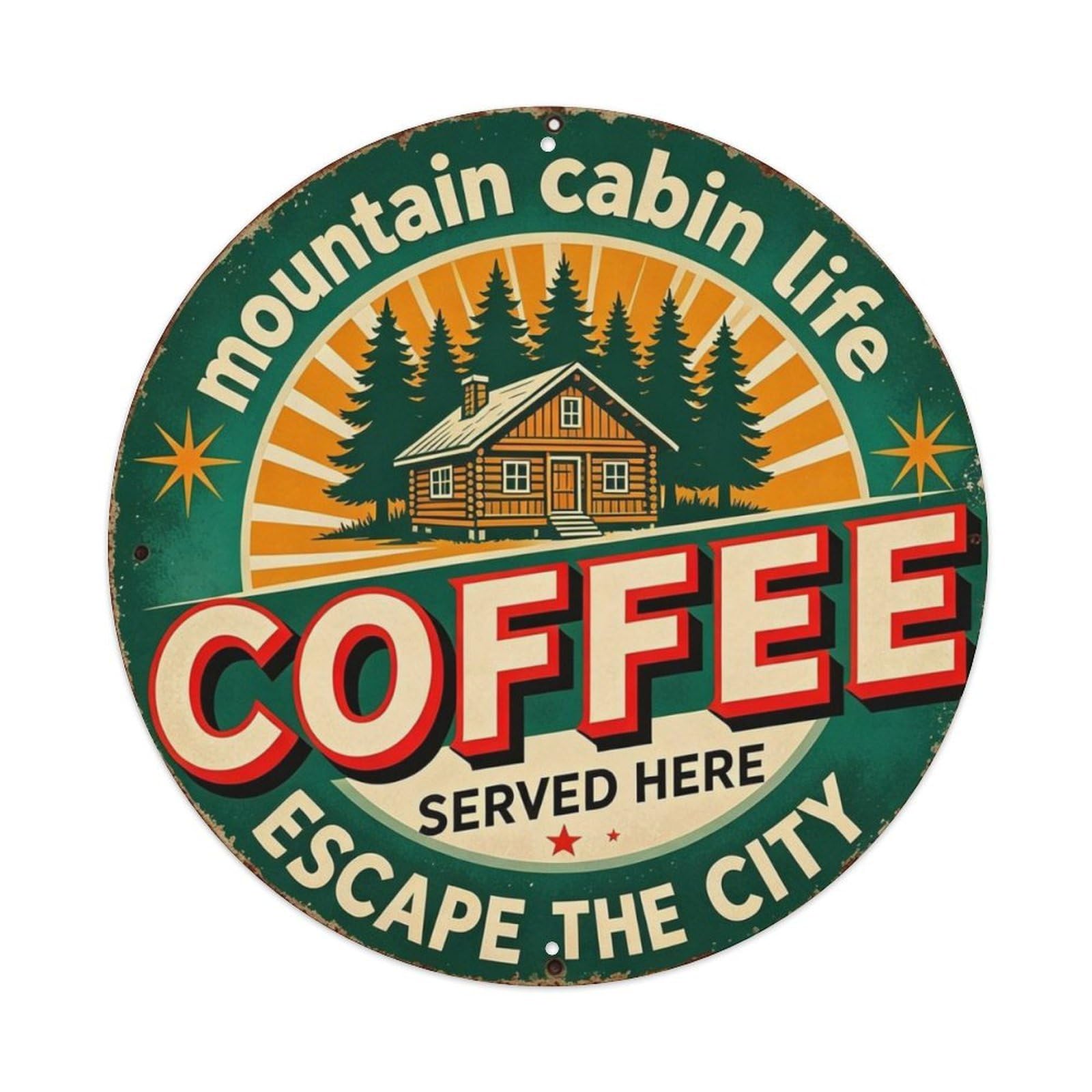 Mountain Cabin Life Metal Tin Sign Plaque