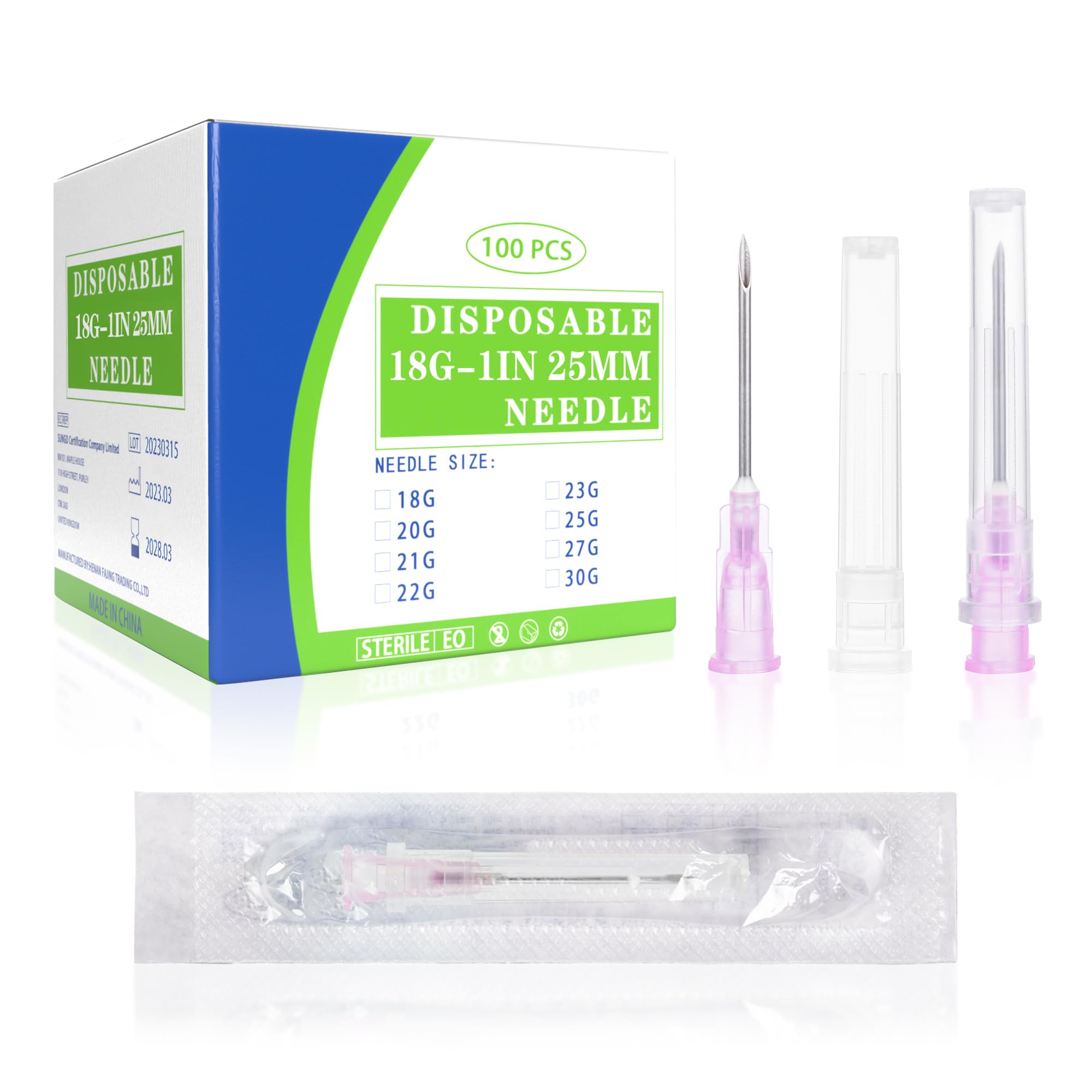 100 Pack 34 Gauge 5/32 Inch Needle, Sterile Luer Lock Needle for Scientific Lab and Industrial Dispensing with Cap, Disposable Individual Package — Amazon image 8