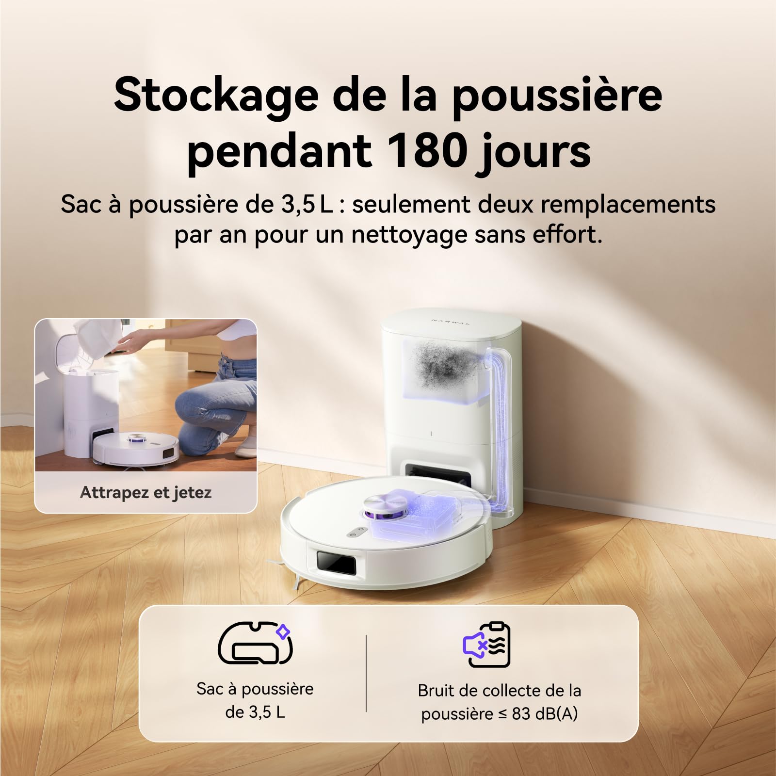 NARWAL Freo S Robot Aspirateur Laveur 8000 Pa, Pression de Nettoyage 8 N