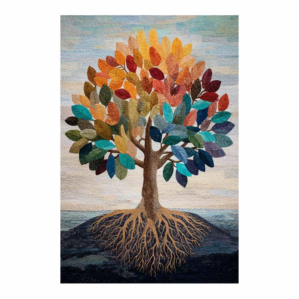 HOQIU Tree Wall Art Cosmic Green Worldtree artwork, home canvas prints, for Bathroom Living Room Bedroom(Multicolor)-70x100cm Unframed
