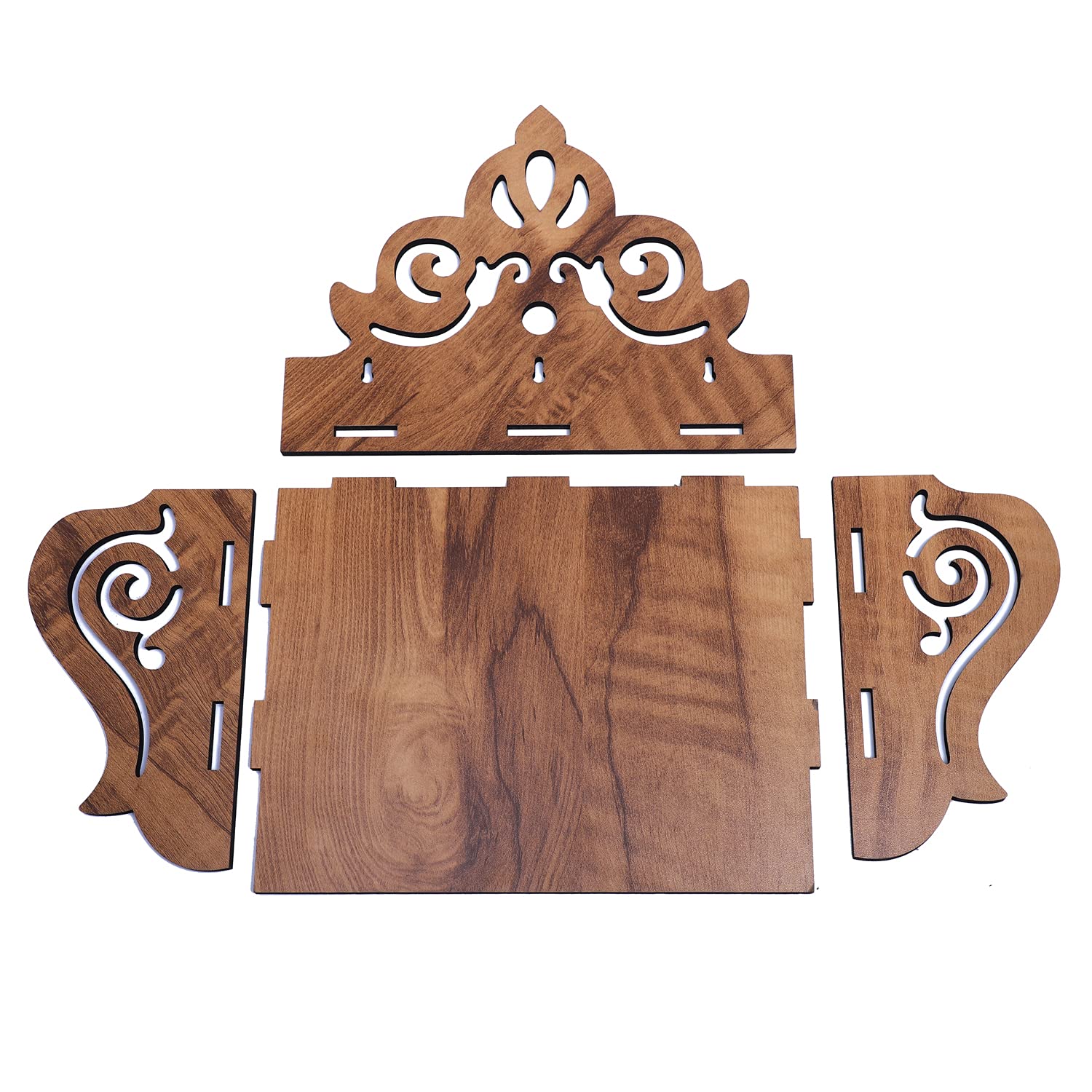 Wooden Pooja Stand for Home and Office - Wall Mounted Temple Mandir - Perfect for Shop (Small) 4