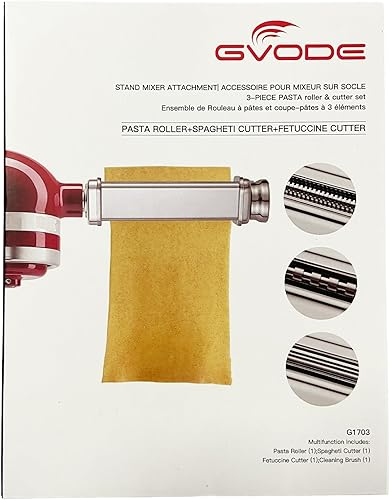 Miniatura 10 de Gvode - Juego de 3 piezas de rodillos y cortadores de pasta para mezcladores KitchenAid, acero inoxidable, Vajilla, paquete de de 1
