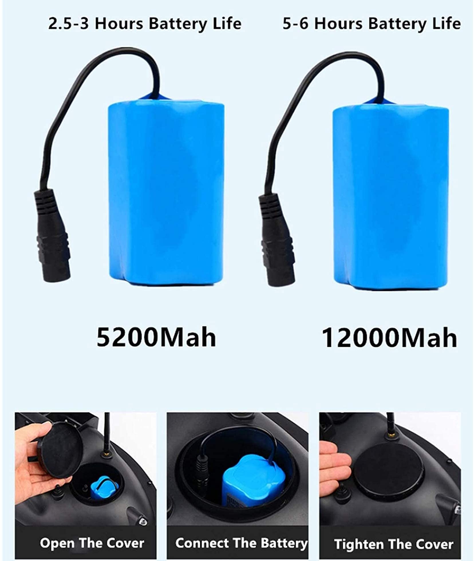 Batería de litio de gran capacidad de 7,4 V y 12 000 mAh para barcos de cebo con sonda RC. Repuestos para barcos de cebo de juguete, compatibles con diversos barcos de cebo. Control práctico.