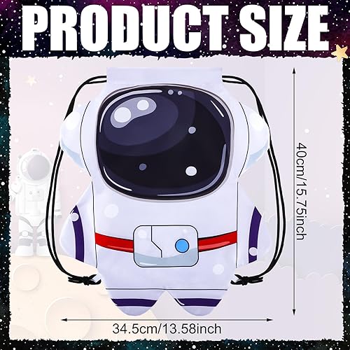 Miniatura 2 de Kingdder Bolsas con cordón para fiestas del espacio exterior, bolsas de regalo de astronauta con temática espacial, mochila de regalo para niños