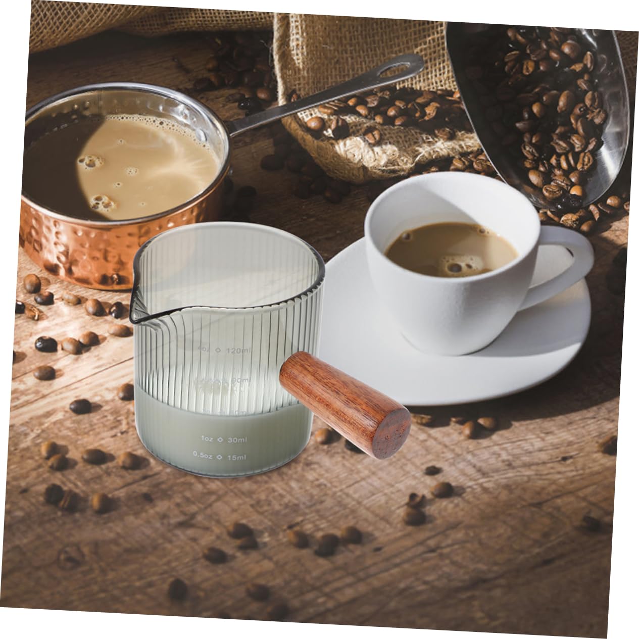 PRETYZOOM 8 Pz tazza di latte brocca per la crema di mini caraffa per crema tazza caffe tazza trasparente misurini tazzine da espresso brocca da cucina dispenser in legno