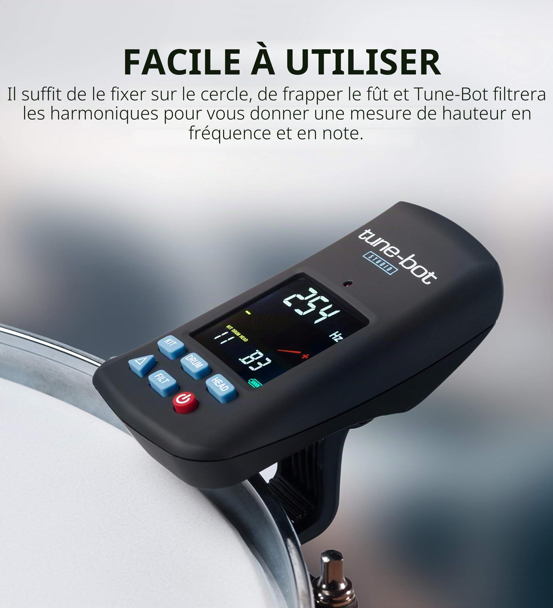 Overtone Labs - TUNE-BOT STUDIO - Accordeur électronique pour batterie - couleur noire