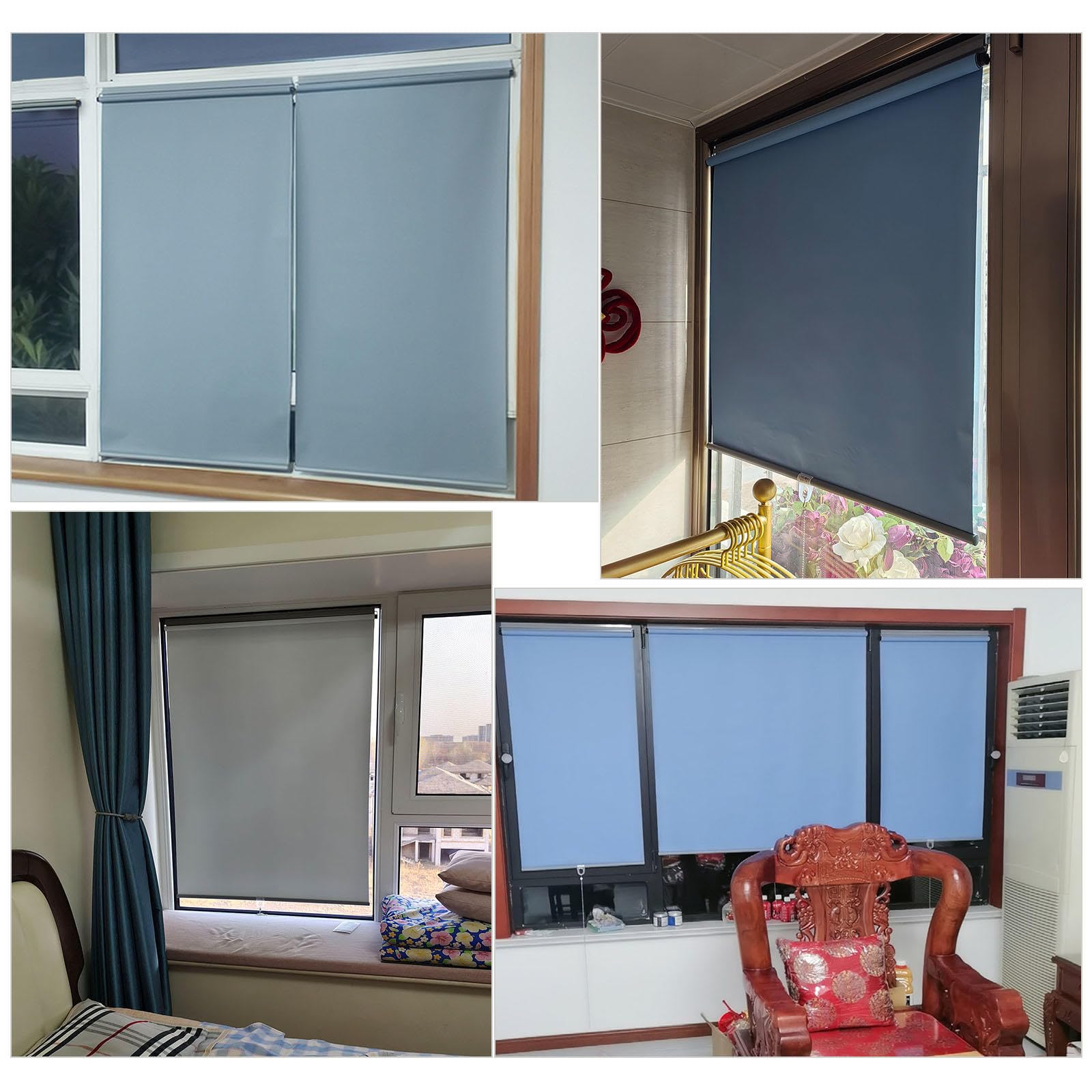 Store enrouleur 100 % occultant - Isolation thermique - Rideaux portables sans perçage - 50 x 100 cm - Bleu - 50 x 100 cm - Parfait pour l'intimité et les économies d'énergie