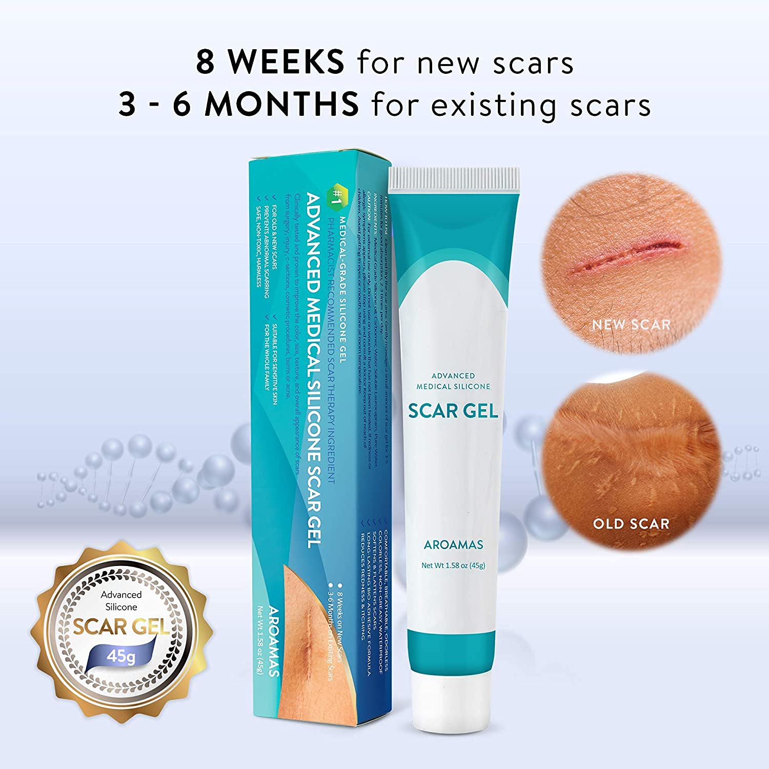 Aroamas Scar Advanced Scar Gel MedicalGrade Silicone Scar Gel for