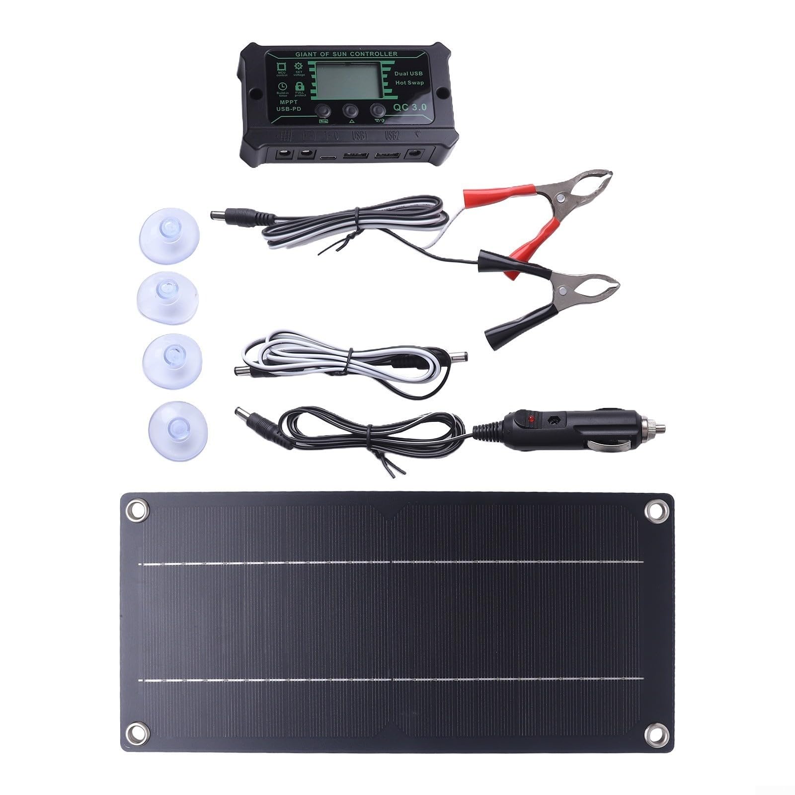 600W Solarpanel Kit, 18V Monokristallines Tragbares Solarladegerät mit Controller, Faltbares Wetterfestes Design für Wohnmobil/Wohnwagen/Camping, 100A Solaranlage