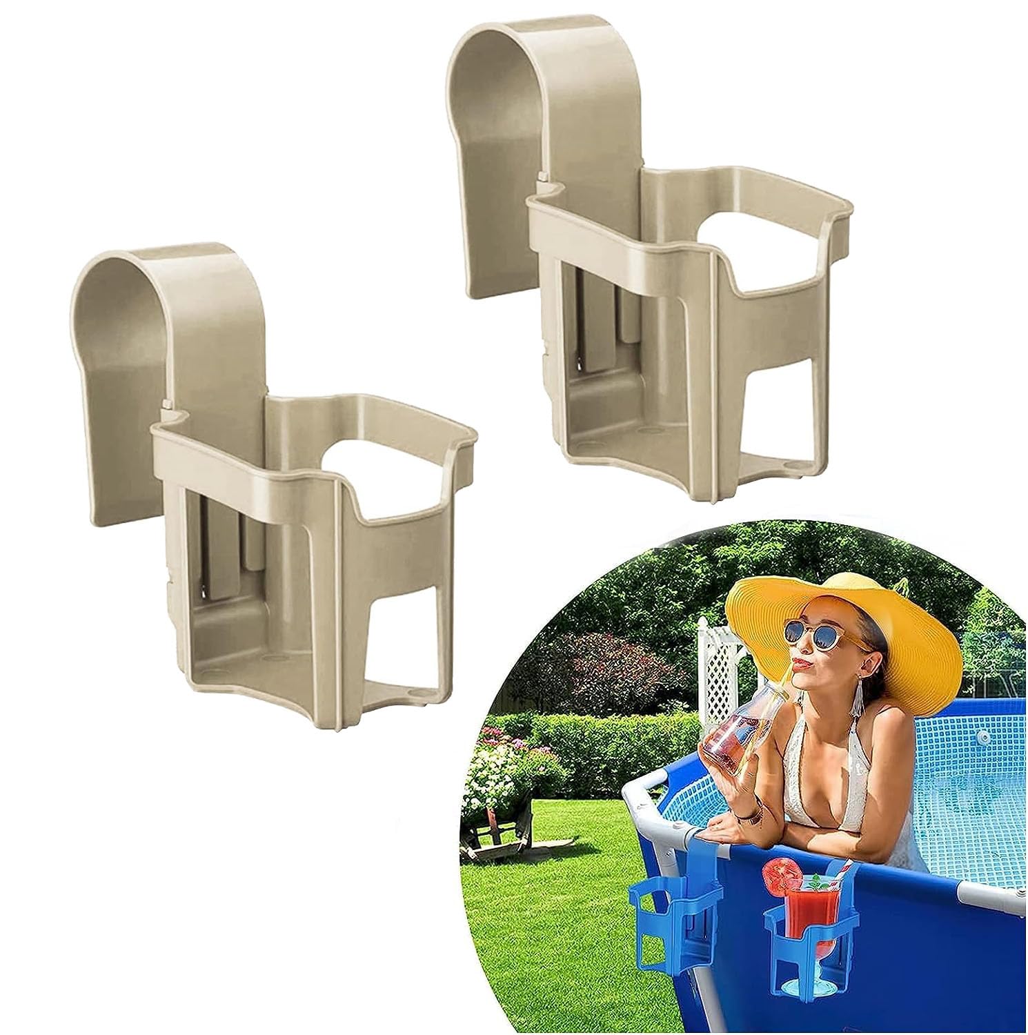 Waofzzn 2x Getränkehalter Für Pool - Praktische Halterungen Für Poolrand Bis 5cm